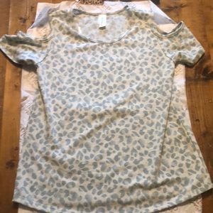 NWT Prep Obsessed Grey Leopard Cold Shoulder Shirt